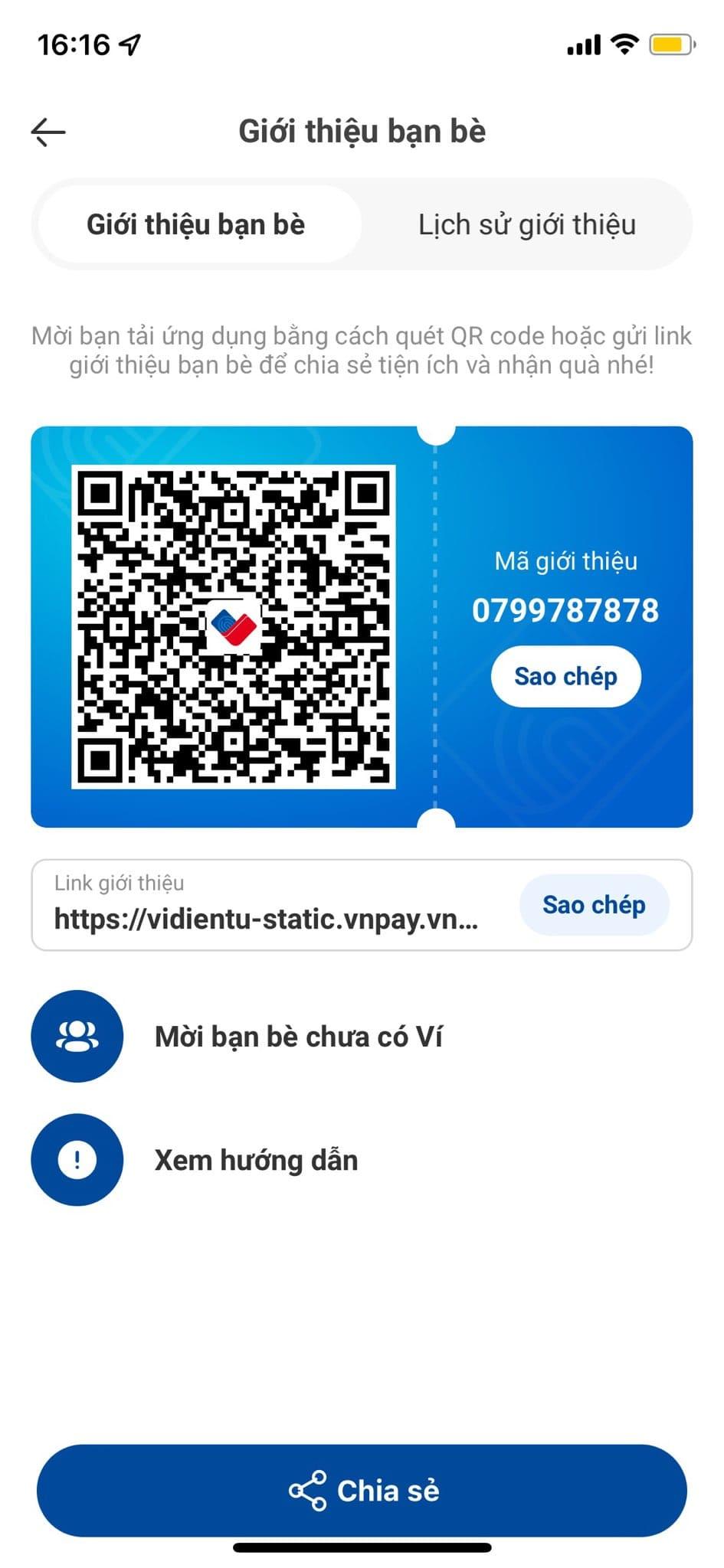 Sử dụng đường link giới thiệu