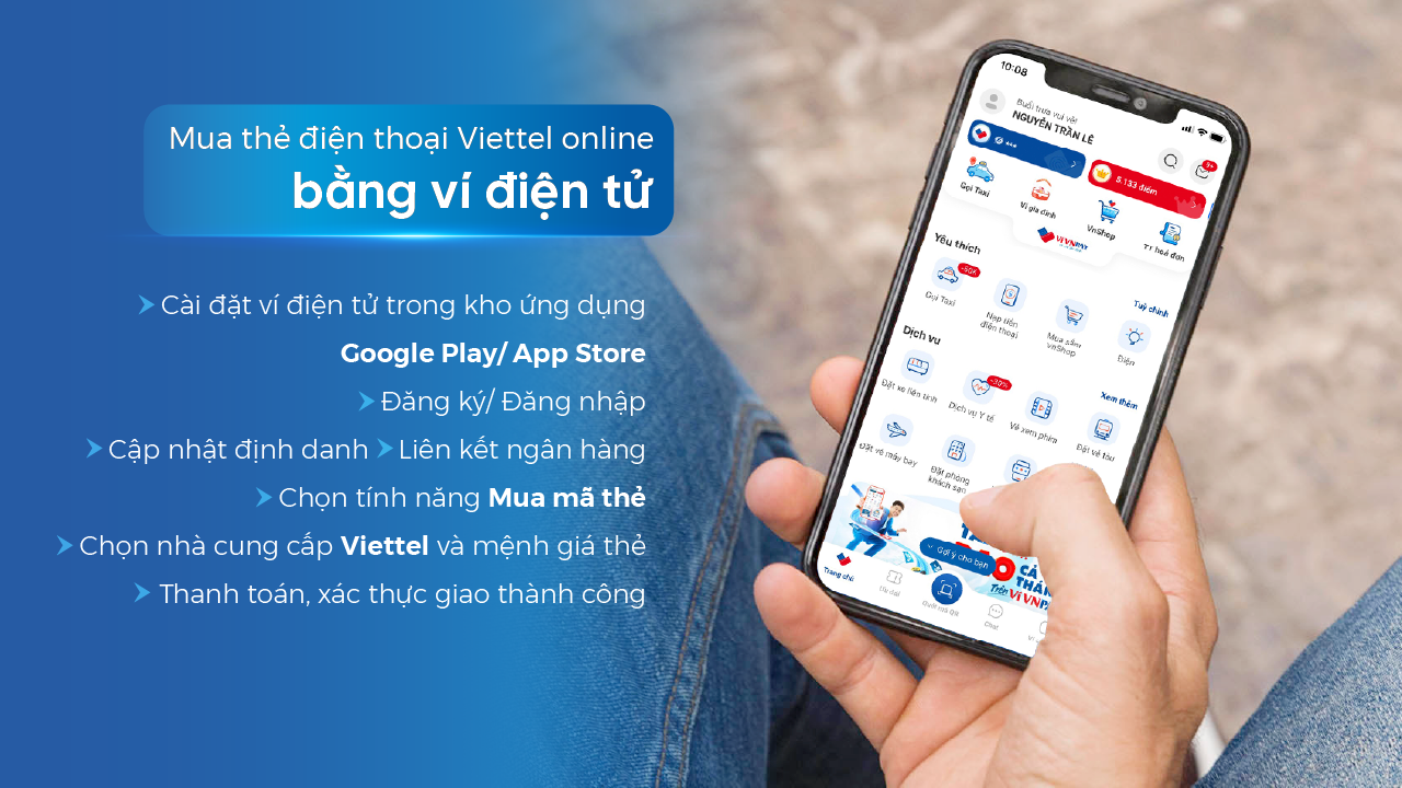Hướng dẫn mua thẻ điện thoại Viettel online trên VNPAY App
