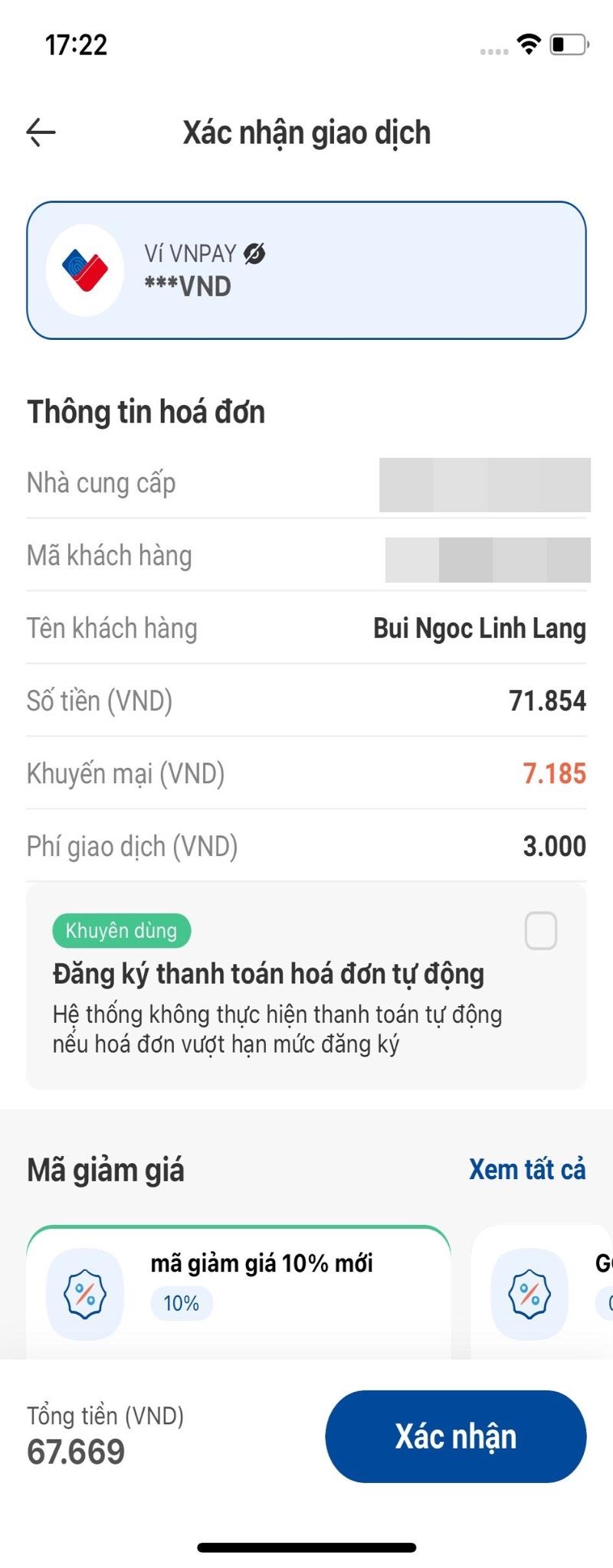 Khách hàng xác nhận thông tin trước khi thanh toán