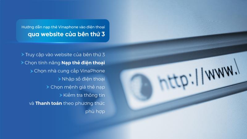 Cách nạp tiền điện thoại VinaPhone trả trước qua website của bên thứ 3