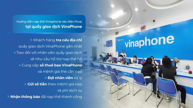 Cách nạp tiền điện thoại trả trước tại quầy giao dịch của VinaPhone