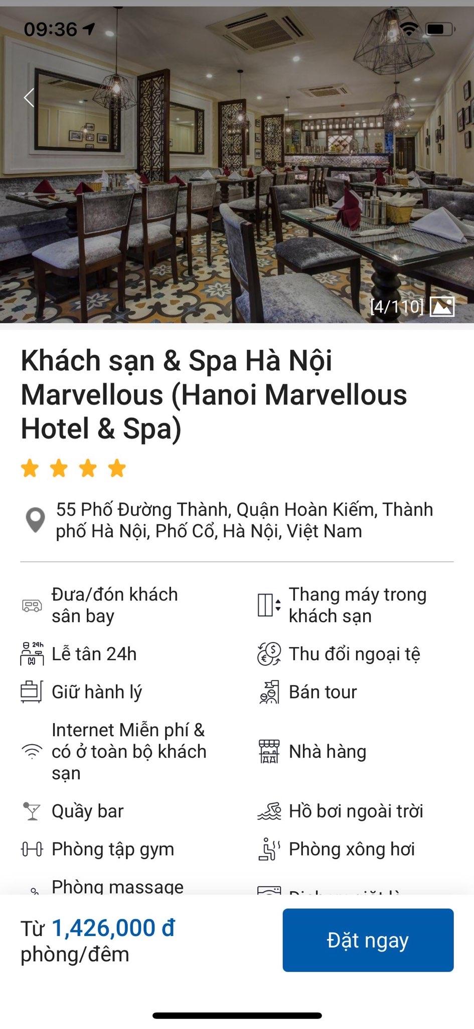 Bạn chọn khách sạn ưng ý, sau đó chọn Đặt ngay