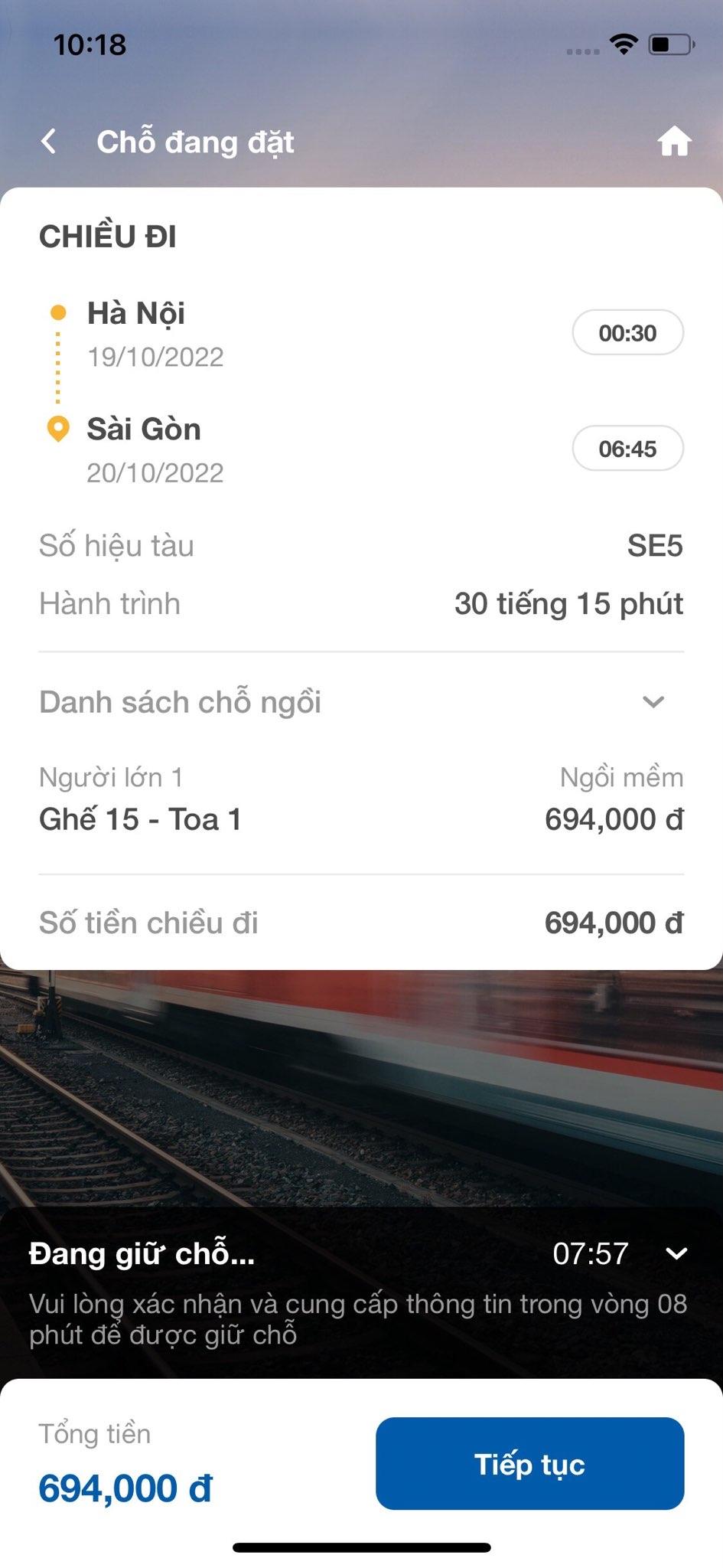 Bạn xác nhận lại tất cả thông tin, sau đó chọn Tiếp tục