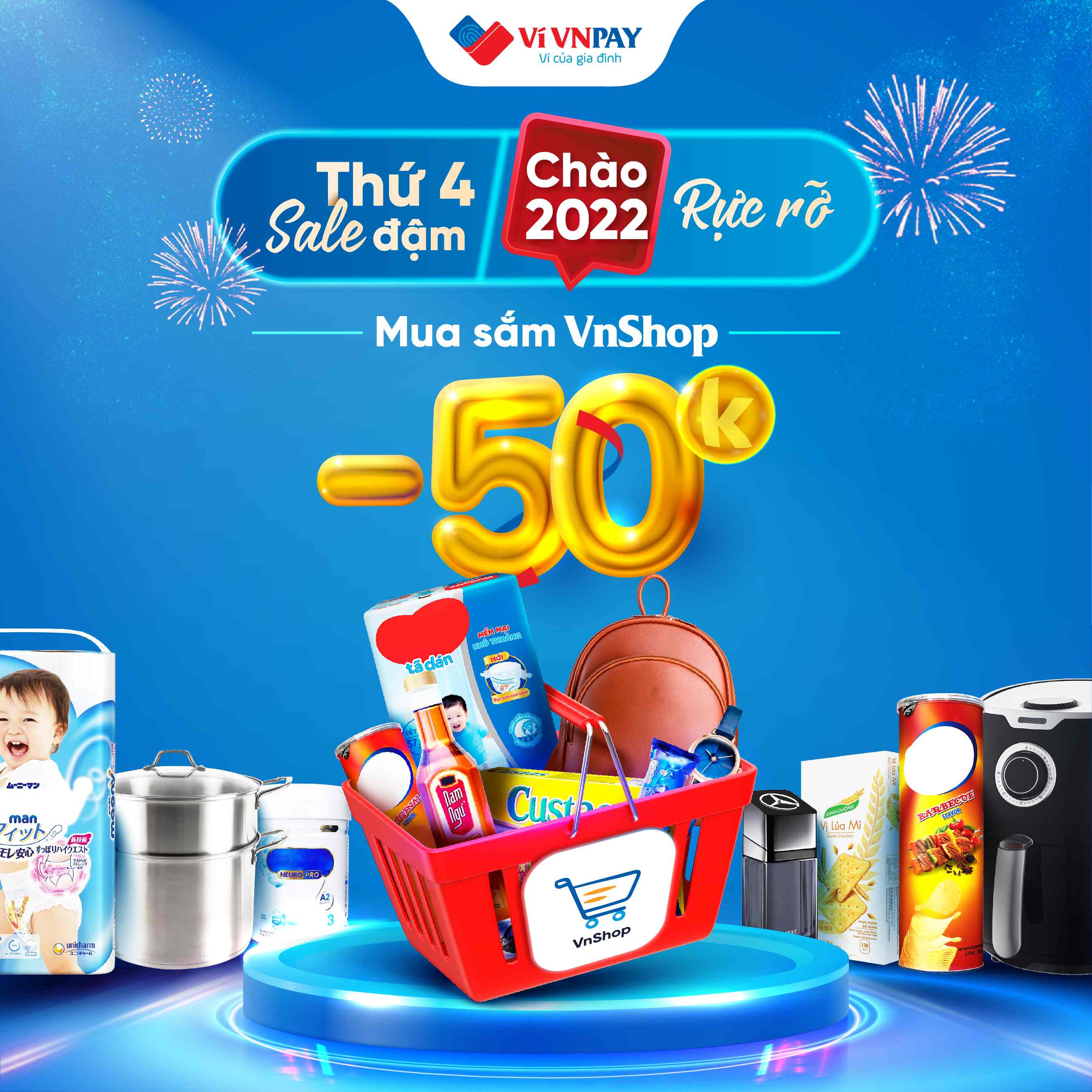 Đại tiệc năm mới – Giảm ngay 50K khi mua sắm VNSHOP trên VNPAY App