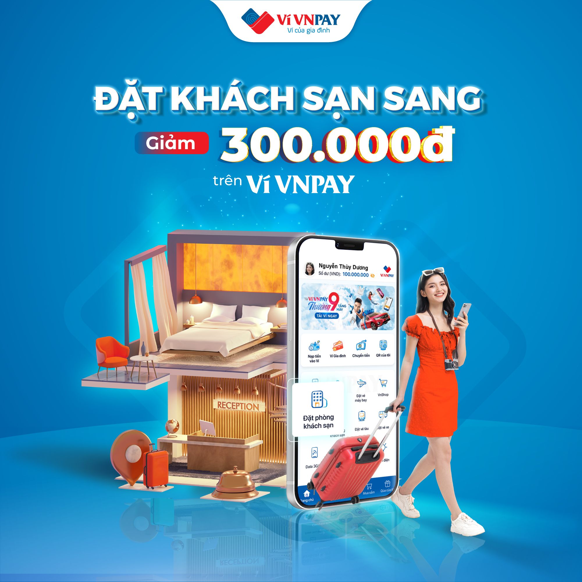 Giảm tới 300K khi đặt phòng khách sạn trên VNPAY App