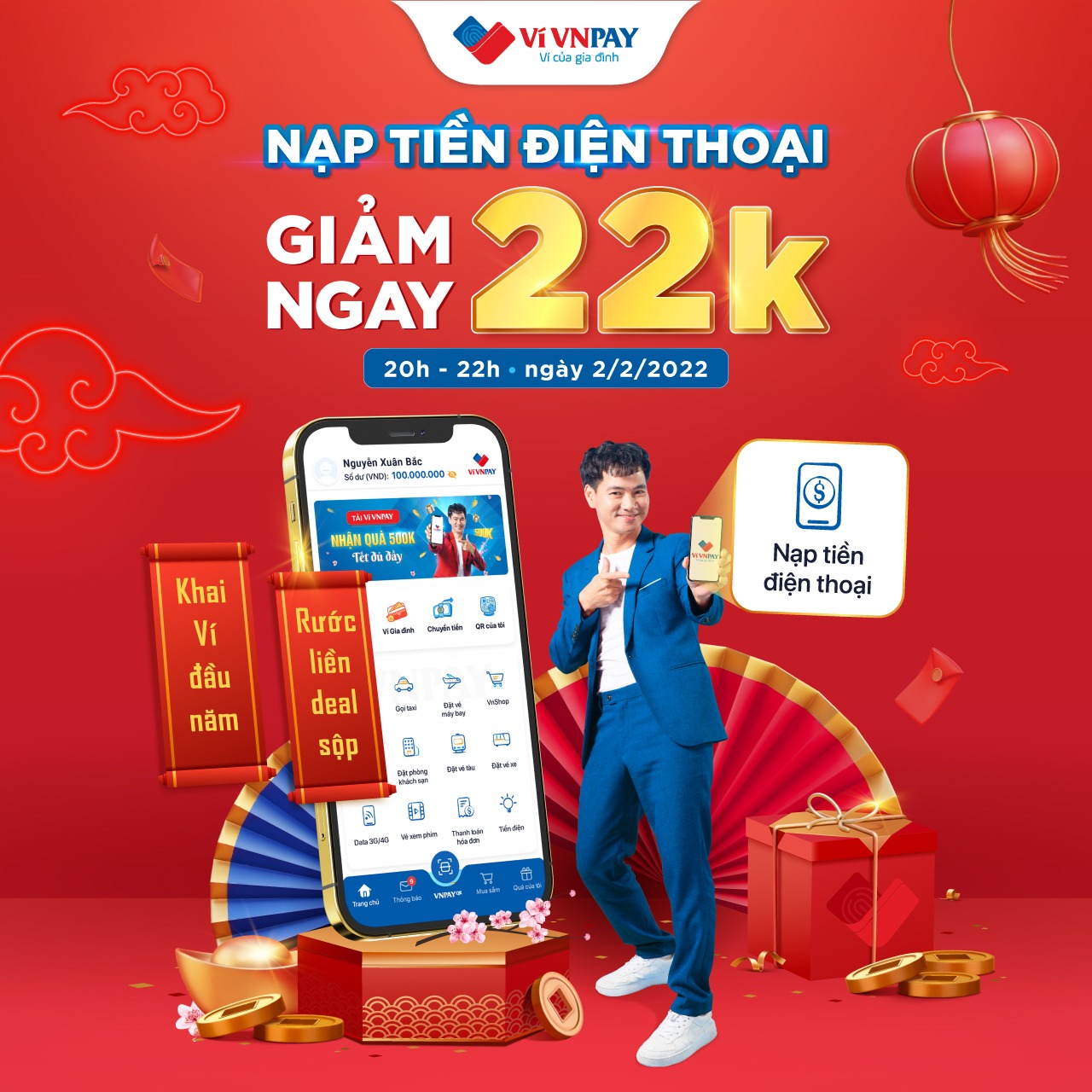 Đầu xuân VNPAY App “thả nhẹ” Flash Sale 2 tiếng, ưu đãi giảm 22k khi nạp tiền điện thoại