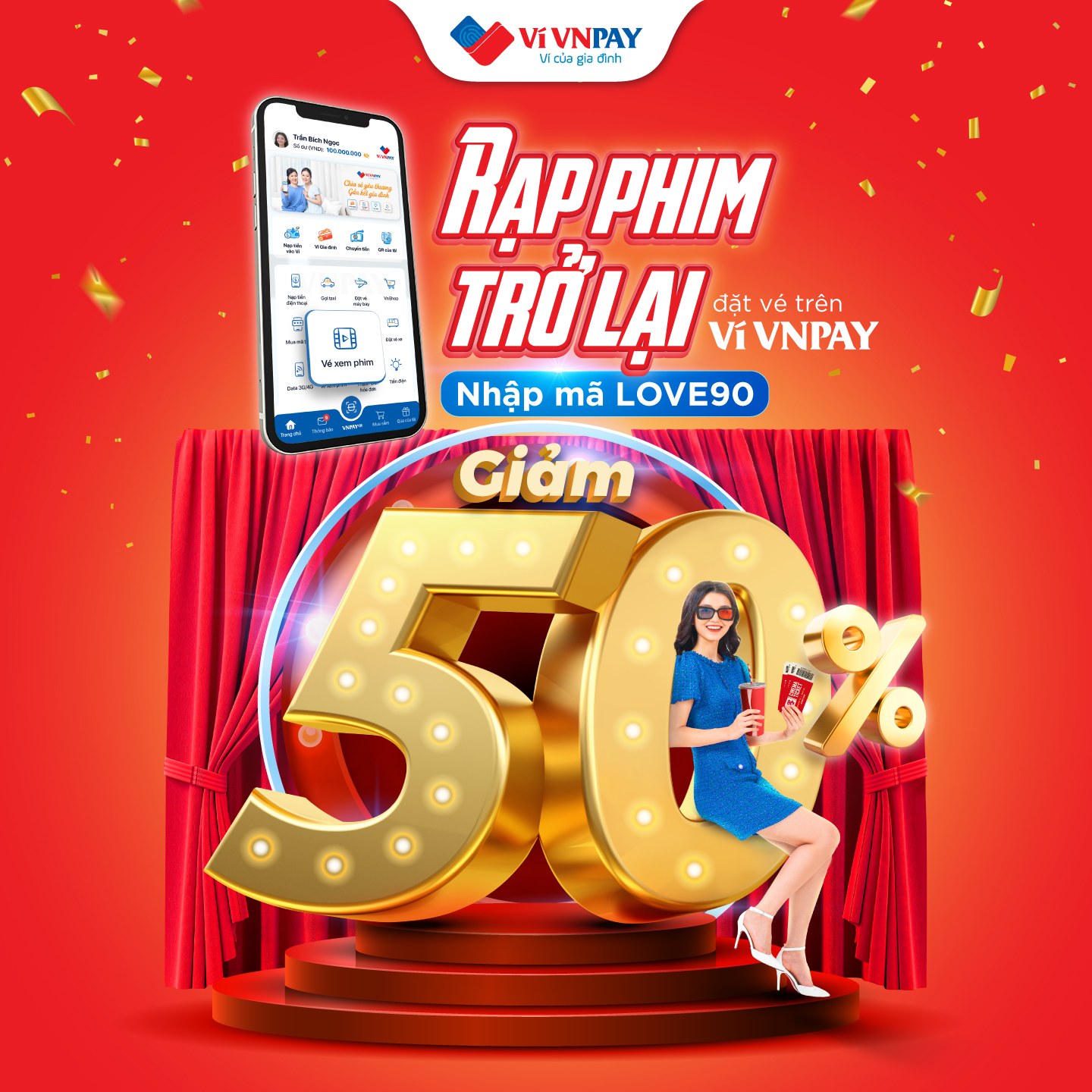 Đặt vé xem phim trên VNPAY App, nhận ưu đãi tới 90.000 đồng