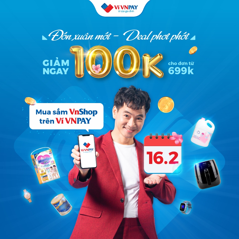 VNPAY App “mạnh tay” giảm 100K, chỉ cần shopping online trên VnShop