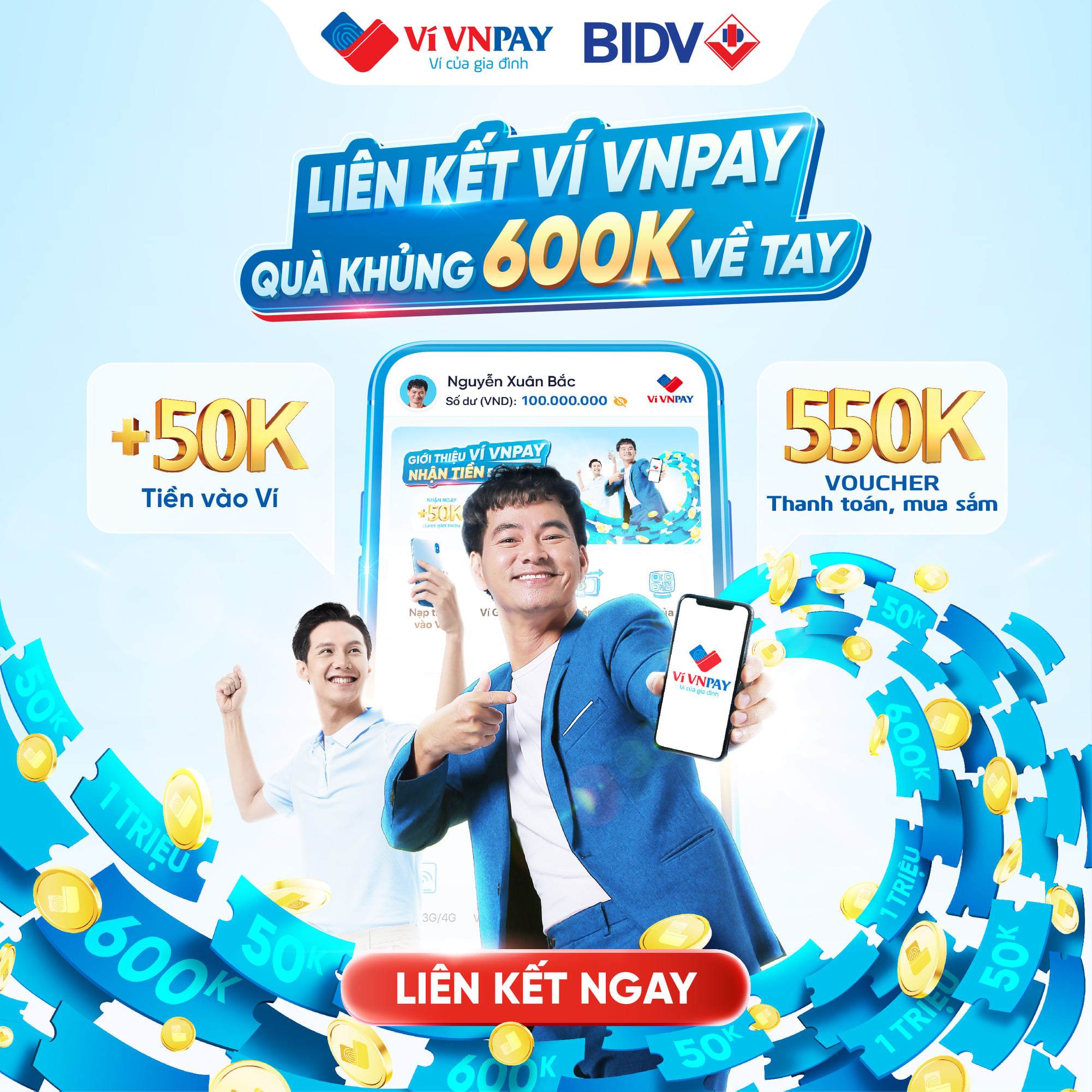 Liên kết tài khoản BIDV trên VNPAY App, quà “đỉnh” 600.000 đồng về tay