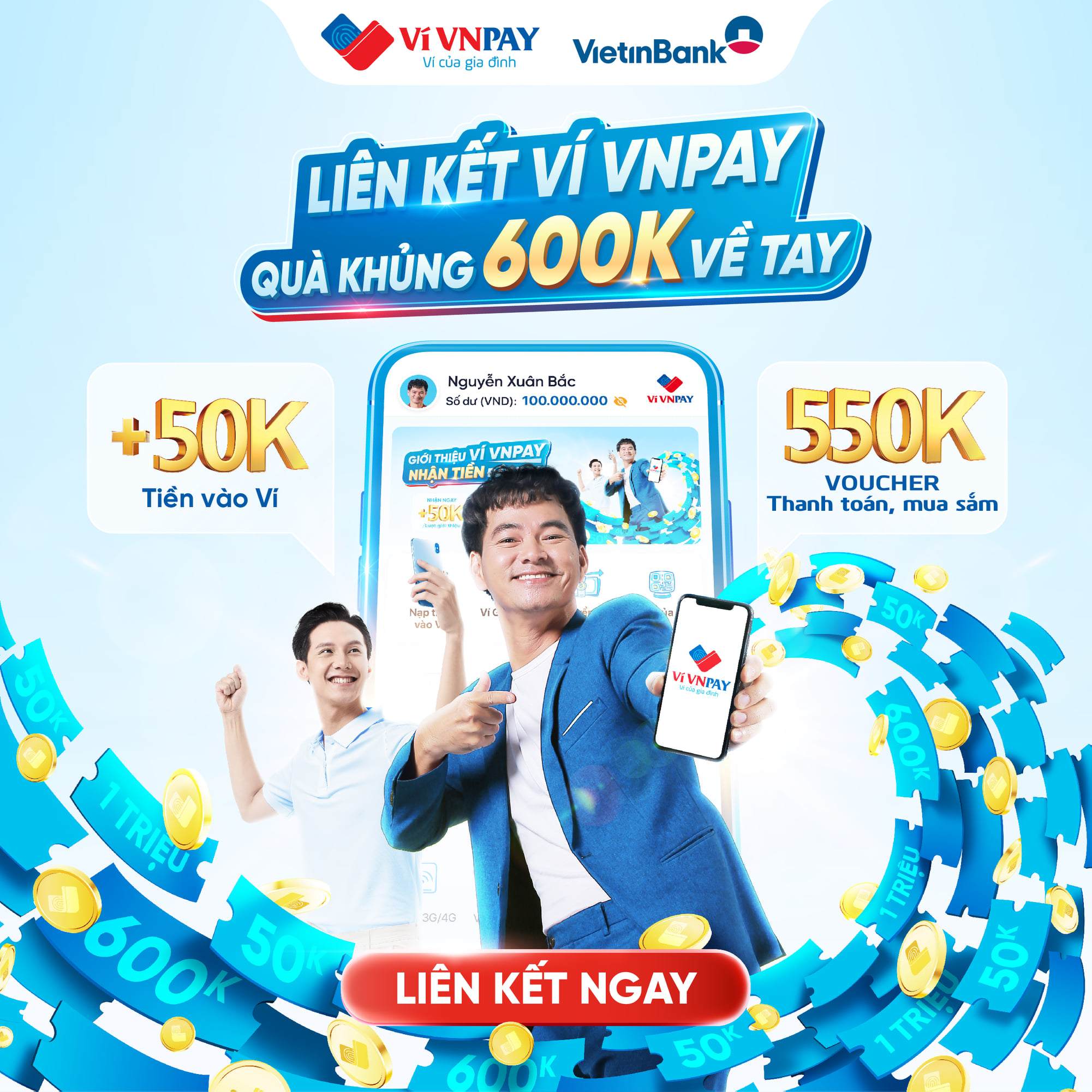 Liên kết ngân hàng VietinBank trên VNPAY App, quà khủng 600.000 đồng về tay